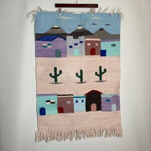 VTG Artisanias Gultex Hanging Hand Woven Rug Art Southwest Desert Tapestry